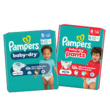 Pampers luiers of pants
pak à 16-52 stuks
of doekjes doos à 144-240 stuks